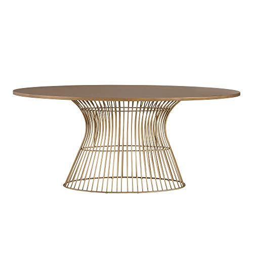 Ink+Ivy Mercer Dining Oval Solid Wood Tabletop, Metal Wire Frame Base Mid-Century Modern Style Dinner Tables, 70" Wide, Bronze #TOP2