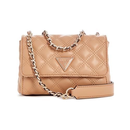 Sac GUESS Giully Mini beige double compartiment petit format XS à rabat