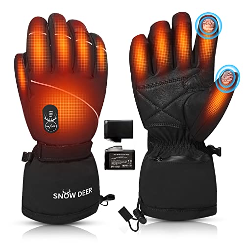 Upgraded Heated Gloves Men Women,Ski Motorcycle Electric Battery Mittens Gloves Medium