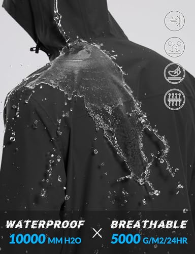 baleaf Men's Rain Jacket Waterproof Breathable Raincoat with Hood for Outdoor Hiking Traveling Cycling Windbreaker4