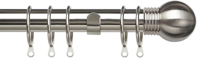 Speedy Victory 28mm Metal Curtain Pole Set, Satin Silver, 180 Cm