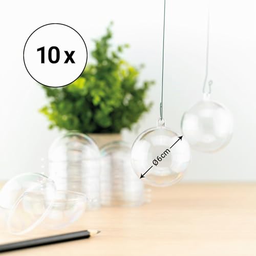 Miniatura 2 de Bolas De Acrílico A666010, Diámetro De 6 Cm, Transparente, Con Ojal Para Colgar, 2 Piezas, 10 Unidades, Plexiglás, Bolas De Navidad, Bola De Plástico Transparente, Plástico