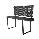 Dezctop Bifrost Series Gaming PC Computer Desk with Shelves, Large Workstation for Gamers or Home Office with Pegboard, Built-in Cable Management, Stainless Steel Frame (Ash Black, 63W x 28D)