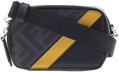 FENDI FF Diagonal Stripe Black Mini Camera Crossbody Bag