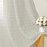 Gray Sheer Curtains 84 Inch Length, Grommet Pompom Semi Voile Drapes Gauze Semi Sheer Window Treatment Decor for Living Room Kids Girls Nursery Bedroom, 2 Panels