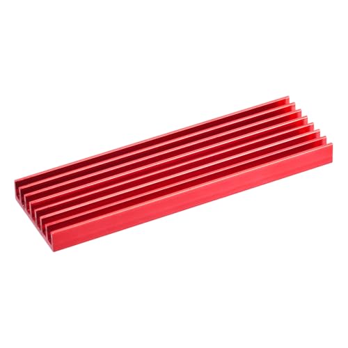 sourcing map 1 Pack M.2 2280 Nvme SSD Heatsink Cooler with Thermal Pad Alloy Aluminum Heat Sink Cooling Sink for PC Laptop, 70x22x6mm, Red