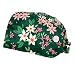 Color Dark Flower 2 Pieces Unisex Working Caps with Buttons Adjustable Bouffant Hats Tie Back Caps