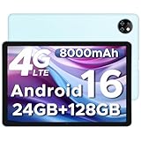 DOOGEE T10W Android 16 AI Tablet 10 Zoll 24GB RAM +128GB ROM (2TB TF) Tablet mit SIM Card Slot, 8000mAh Gaming Tablets Android 4G LTE/5G WiFi, mit Gemini AI, Dual Kamera, BT5.0/ OTG/Face ID/USB Type C