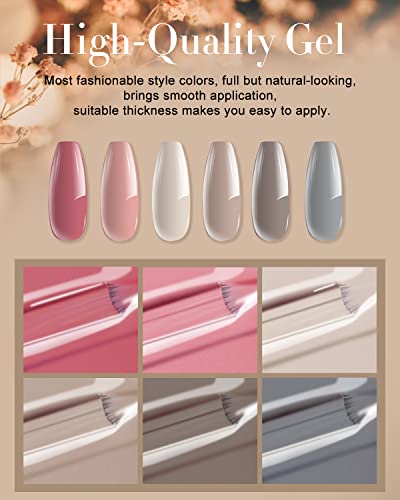 Neeko Starter Set mit Lampe 48W UV Lampe für Gelnägel Starterset, 6 Farben UV Gel Nagellack Set Pink Nude Gel Farben Für… – Bild 4