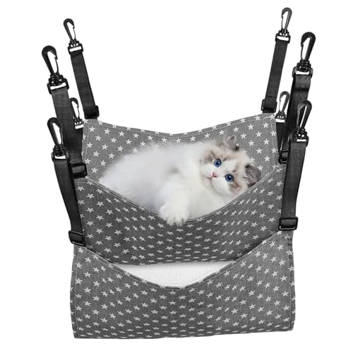 Alasum 2Pcs Adjustable Cat Hammock Indoor Pet Swing Hanging Design for Cats of All Easy Installation Space Saving Cat Cage Accessory