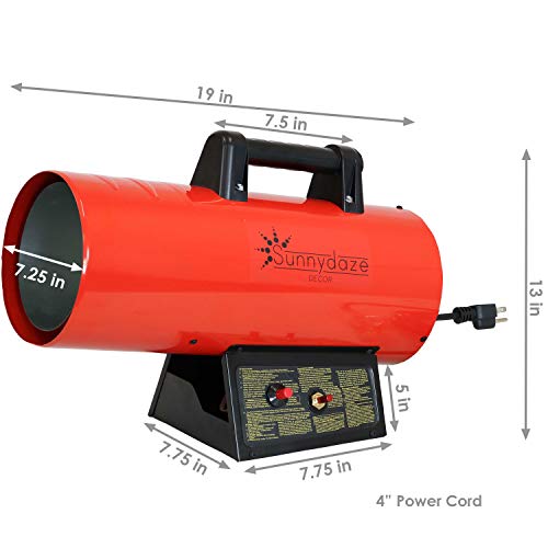 Sunnydaze 40,000 Btu Forced Air Propane Heater - Auto-Shutoff For Overheating Protection - Piezo Ignition #TOP2