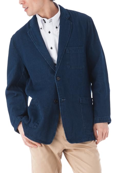Amazon | デニムテーラードジャケット Mサイズ ブルー ネイビー