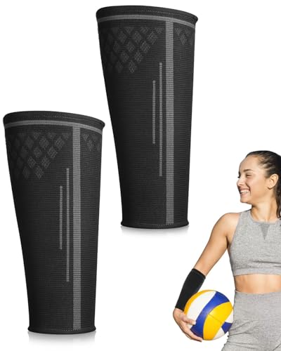 AORHOFJ 1 Par de Manguitos Voleibol, Protector Antebrazo Voleibol, Mangas para Brazos de Voleibol, Manga de Compresión Brazo con Almohadilla Protectora y el Agujero del Pulgar para Mujeres Niñas
