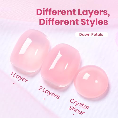 Image of Beetles Dawn Petals Nude Pink Gel Polish - 15ML Full Size Neutral Jelly Nail Polish Base Color Nail Concealer Sheer Translucent Soak Off UV French Nail Art Salon DIY Manicure Gifts