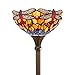 Tiffany Style Torchiere Light Floor Standing Lamp Wide 12 Tall 66 Inch Orange Blue Stained Glass Crystal Bead Dragonfly Lampshade for Living Room Bedroom Antique Table Set S168 WERFACTORY