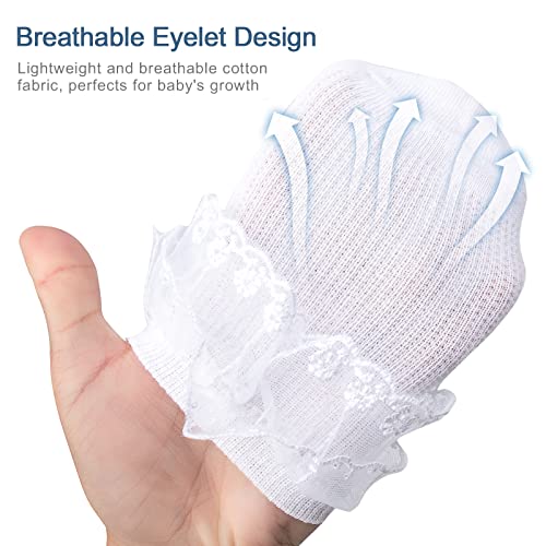 4/5/6 Pack Baby Toddler Girls Ruffle Socks White Princess Eyelet Frilly Lace Ankle Cotton Dress Socks for Little/Big Kids3