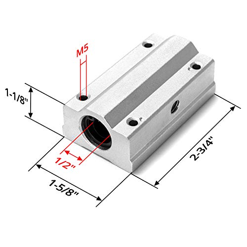 Qwork DG4148 2Pcs Scs12Luu Aluminum Linear Motion Ball Bearing Slide Unit Bushing, Type Cnc Extra Long Linear Roller Bearing Slide Block thumb #5