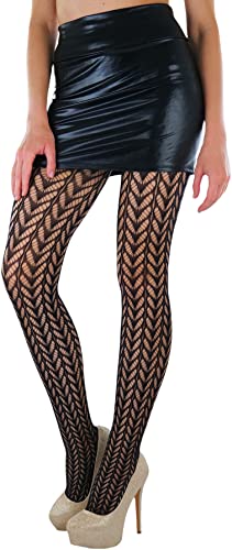 Image of ToBeInStyle Women's Vintage Art Deco Chevron Ornate Design Tights Pantyhose