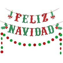 Red and Green Glitter Feliz Navidad Banner Spanish Christmas Banner for Feliz Navidad Spanish Christmas Decorations Xmas Holiday Decor