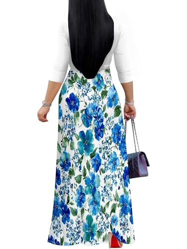 Image of PinkPatty Plus Size Dresses for Curvy Women V Neck Flowy Long Sleeves Wrap Maxi Dress Travel Vacation Outfits