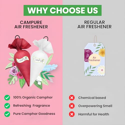 Image of CamPure Camphor Cone (1 Rose + 1 Bhimseni) Pack Of 2-100% Organic | Air Freshener For Car, Wardrobe, Office Cabin's, Drawers, Travel Bag & Bathroom