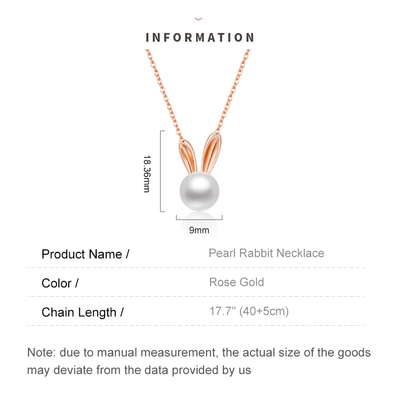 14K Gold Rabbit Necklace, Freshwater Pearl Rabbit Pendant Necklace - Beautiful Jewelry Gifts for Women2