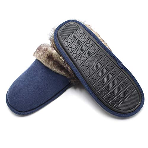 ofoot Womens Winter Warm Comfortable Moccasins Faux Fur Suede Slip On Slippers Mules Furry House Shoes3