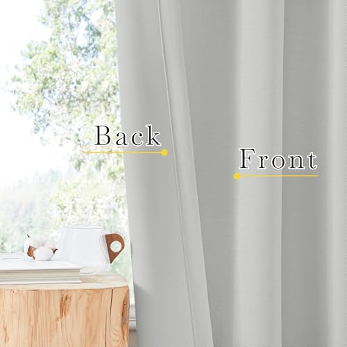 NICETOWN Faux Linen Room Darkening Living Room Curtains, Pinch Pleated Curtains Thick Linen Blend Thermal Insulated Noise Reducing Window Drapes for Bedroom, Greyish White, W50 x 96, Set of 2 - image 5