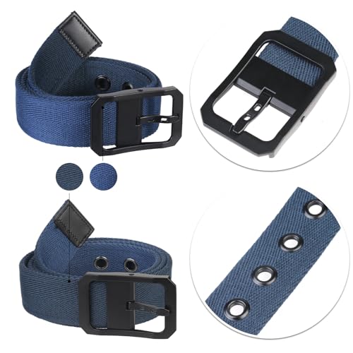 moonsix Grommet Belt with Alloy Buckle Casual Adjustable Trim to Fit Reversible Webbing Belt for Men Women2