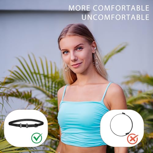 Women's Invisible Shirt Tuck Belt (4 Pack) - Adjustable No Slip Elastic Band, Stays Hidden Under Tops & Dresses for Effortless Style, Black + White 5