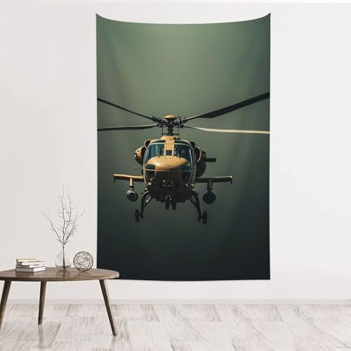 Tapisserie murale hélicoptère 152x101 cm en velours pêche pour déco de chambre