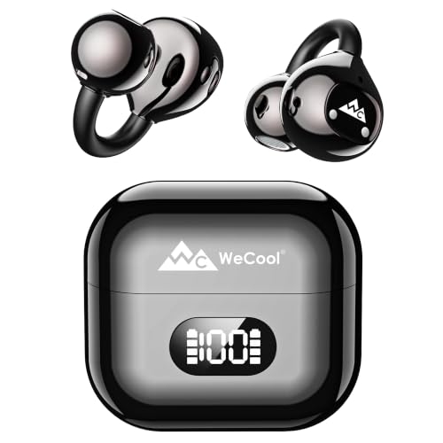 Image of WeCool Moonwalk M1 Open Ear Earbuds, Clip-On Bluetooth 6.0 Wireless Earphones, OWS Earbuds with ENC, 45H Playtime, Charging Case with LED Digital Display, Lightweight Fit for Sports & Daily Use