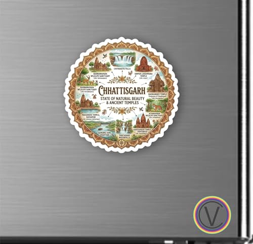 Image of Chhattisgarh Textured Finish Acrylic Fridge Magnet - UV Texture Printed, Stylish Multicolor Magnet for Fridge, Wardrobe & Metal Surfaces, Pack of 1 (Chhattisgarh)