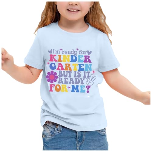 Genérico 2026 Camisa Estampada Infantil para Niñas Camisetas Escolares Jardín de Infantes Ropa Cómoda Regreso Clases Blusa Ligera Niños (Blue, 8-9 Years)