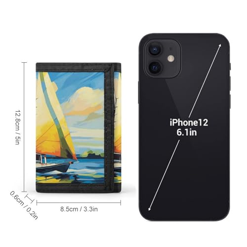 Colorful Sail Boat Trifold Wallet, Card Cases And Money Oganizer Thin Stylish Mini Coin Bag with Zipper Coin Pocket Credit for Men And Women2