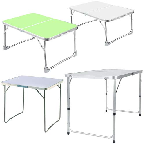 Folding Camping Table, Aluminium Foldable Portable Picnic Table for Outdoor Indoor Kitchen Garden Party Compact Small BBQ Picnic Table, 60x40x26cm, White, With Carry Handle
