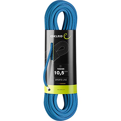 EDELRID Kletterseil Tower 10.5 mm (Einfachseil, 69 g/m), Farbe:Aqua Blue;Länge:60 m