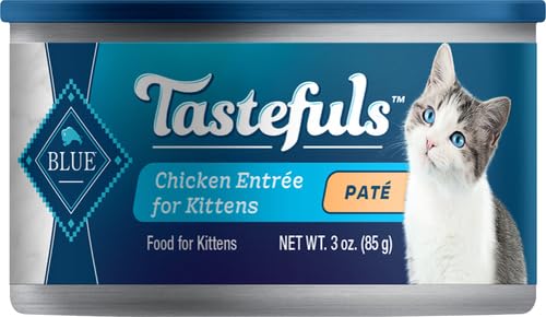 Image of Blue Buffalo Tastefuls Chicken Pate for Kittens, Real Chicken First, Wet Cat Food Made with Natural Ingredients + DHA & ARA for Cognitive Development, 3-oz. Cans (24 Count)