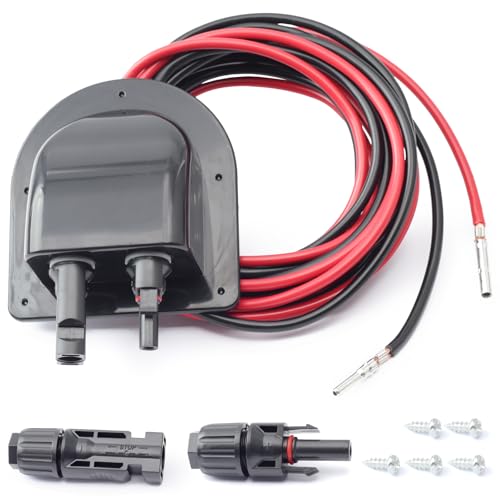 Erchon Solar Cable Entry Gland with 10Ft 10AWG Extension Cord, RV Roof Mountable, MC4 Connectors for Solar Junction Box - Ideal for RV, Boat, Camper & Van Installations, Tinned Copper Wire