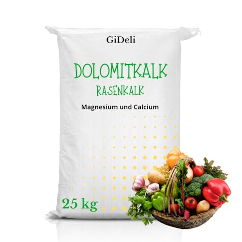 Chaux dolomitique pour pelouse 25 kg, magnésium et calcium pour l'amélioration du sol, régulation du pH, anti-mousse 25 kg