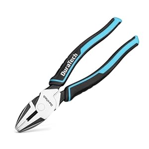 DURATECH 8″ High Leverage Linemans Pliers, Cr-Ni Side Cutters, Linesman Pliers for Wire Cutting, Crimping