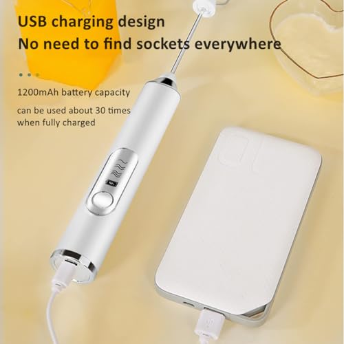 Supvox® Hand Blender for Coffee 3 in 1 Frother Coffee Maker with 3 Speed Milk Frother for Coffee Frother Electric USB Rechargeable Coffee Beater with 3 Stainless Whisks Head for... - Image 6