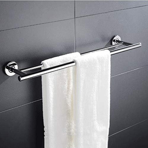 壁に取り付けられたステンレス鋼の防錆浴室洗面所ダブルロッドタオルラック棚ホルダー