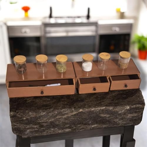 Image of W00YNEX Floating Shelves with Drawers: Wood Wall Shelves /Cabinets for Storage and Exhibition; Doubles as a Bedside or Nightstand Set of 2 in Vintage- (Natural)