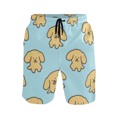 Blue Cartoon Dog Men Shorts Casual Double Layer Mens Shorts with Compression 8”/ 9” Long XL Plus Size Beach Volleyball