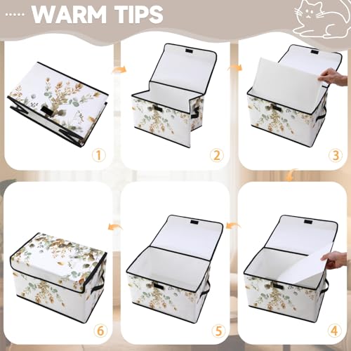 Image of Stackable Storage Bins with Lids,Closet Organizers Fabric Box for Home and Office,Blanket Clothes Organizers,Under Bed Storage Containers 3 Pack