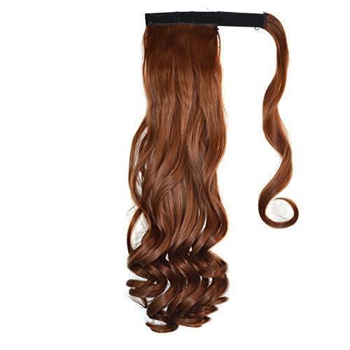 CXYP Curly Wavy Ponytail Extension Synthetic Drawstring Magic Paste Wrap Around Hairpiece 18 Inch Binding Onepiece (#30)