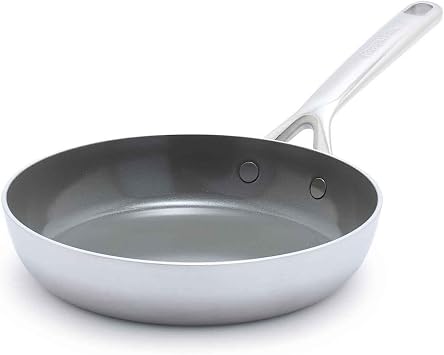 GreenPan GP5 Stainless Steel 5-Ply Healthy Ceramic Nonstick 8" Frying Pan Skillet, Scratch Resistant, Induction, Dishwasher & Oven Safe, PFAS-Free