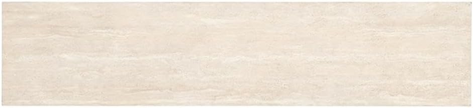 BOWERY HILL Marble Console Table, 61 in Wide Rectangular Travertine Top, Cream Finish, Metal Frame, Natural Wood Shelf, Modern Contemporary Style for Living Room or Entryway Decor