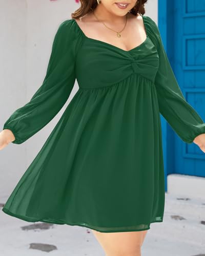 Image of Pinup Fashion Plus Size Graduation Homecoming Chiffon A-line Short Dress | Chiffon, sweetheart neck, square back neckline, ruched front bust, A-line short dress, suitable for graduation, homecoming
